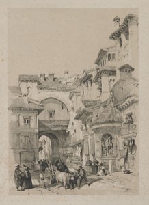 スペインの絵のようなスケッチ：ヴィヴァランブラの門、グラナダ、1837年。 作： Thomas Shotter Boys