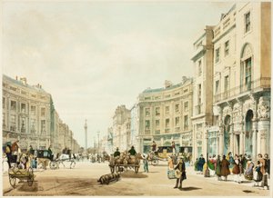 リージェント・ストリート、ヨーク公の列柱方面を望む（『Original Views of London as It Is』より）。 作： Thomas Shotter Boys