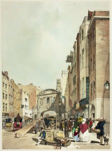 The Strand のテンプル バー、Original Views of London as It Is のプレート 22 作： Thomas Shotter Boys