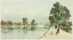 セント・ジェームズ・パークからのホースガード（『Original Views of London as It Is』より14枚目 作： Thomas Shotter Boys