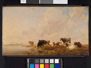 川沿いの牛、1835 作： Thomas Sidney Cooper