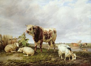 牧草地の牛 作： Thomas Sidney Cooper
