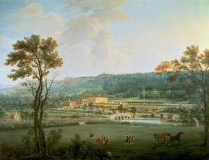 南西からのチャッツワースの眺め（油彩・キャンバス 作： Thomas Smith of Derby