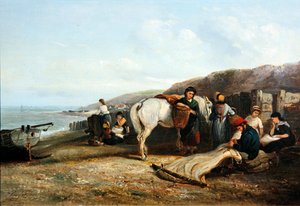メンディング・ザ・ネット」（油彩・キャンバス） 作： Thomas Smythe