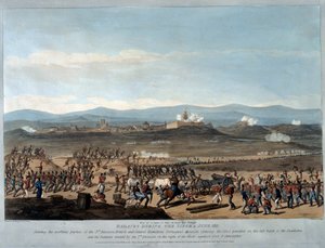 バダホス1811年6月の包囲の間に、チャールズターナーによって彫刻された「スペインとポルトガルでのキャンペーンの主な出来事の一連の見解」からのプレート4、1812年公開（アクアチント） 作： Thomas Staunton St. Clair