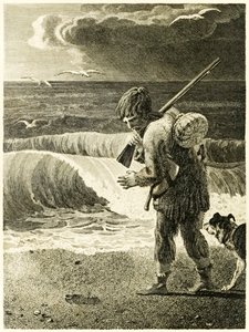 ロビンソン・クルーソーは男の足の版画を発見しましたか？ロビンソン・クルーソー、またはヨーク、マリナーの人生と奇妙な驚きの冒険から？ダニエル・デフォー