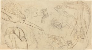 天使と臆病者の研究シート (マックリンの聖書の挿絵?) 作： Thomas Stothard