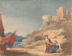 丘の上の遺跡の中の人物 作： Thomas Sully