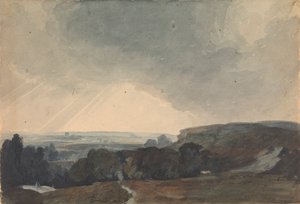 丘の上からの風景シーン、太陽に照らされた谷を眺める 作： Thomas Sully
