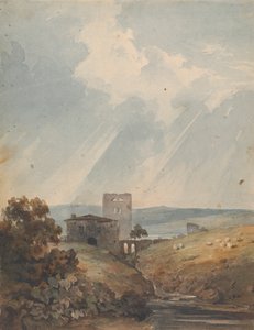 城、丘、山のある風景 作： Thomas Sully