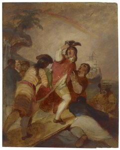 ロビンソン・クルーソーと彼の男は金曜日に島を去ります、c.1856 作： Thomas Sully