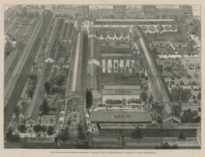 国際水産博覧会、展示建物の全景(エングレービング) 作： Thomas Sulman