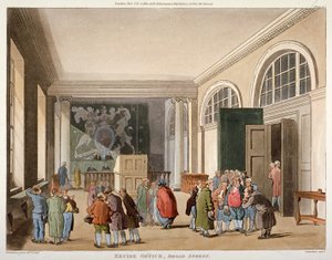 物品税局の内部、オールド ブロード ストリート、ロンドン市、1810 年