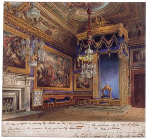 1818年、バークシャーのウィンザー城にある王の謁見の間の内部ビュー