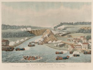 クイーンストンの戦い 1813年10月13日 （アクアチント、彩色済み 作： Thomas Sutherland