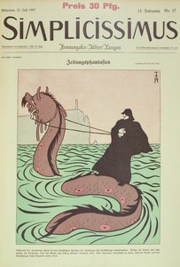 Kaiser cavalga a Serpente do Mar para a Inglaterra, capa Ilustração de Simplicissimus 作： Thomas Theodor Heine