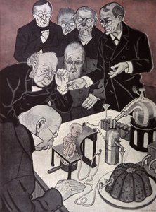 ホムンクルス（完全に形成された人体のミニチュア）。 イラスト：Th.Th. ハイネ: シンプリシムス、ドイツ、1900 年頃 (リトグラフ)