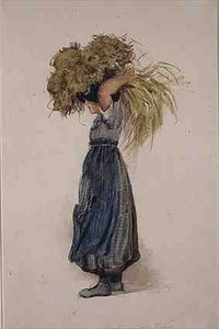 A Buckinghamshire Gleaner（水彩画） 作： Thomas Uwins