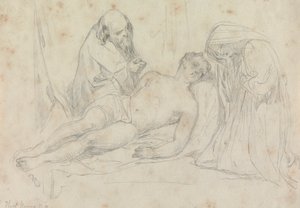 The Death of - William Etty R.A. による設定 作： Thomas Uwins