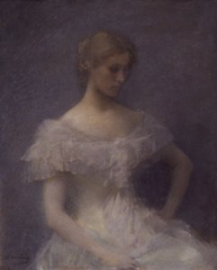 座っている少女、1896年。 作： Thomas Wilmer Dewing