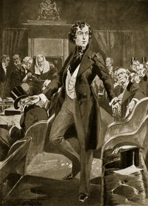 コモンズでのディズレーリの最初の演説、「ハッチンソンのイギリス国民の物語」のイラスト、1923年頃（リソ） 作： Thomas Walter Wilson