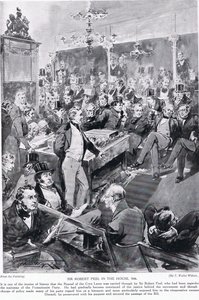 家のロバートピール卿、1846年、「ハッチンソンのイギリス国民の物語」、1923年頃のイラスト 作： Thomas Walter Wilson