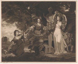 三美神としてのバーバラ・ベレスフォード、エリザベス・ガーディナー、アン・タウンゼントの肖像 作： Thomas Watson