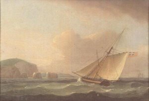 A cutter off the Needles 作： Thomas Whitcombe