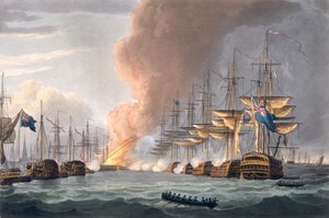 コペンハーゲン前のデンマーク艦隊の破壊、1801年4月2日、トーマスサザーランドがJ.ジェンキンスの「海軍功績」のために彫刻