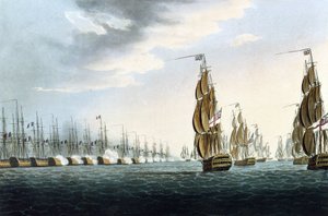 アブキールの戦い（エジプト、ナイルの戦い）8月1日 作： Thomas Whitcombe