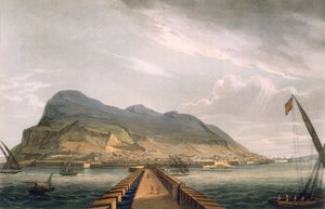 J.ジェンキンスの「海軍の成果」のためにトーマスサザーランドによって彫刻されたジブラルタルの眺め、1816年（色の彫刻）