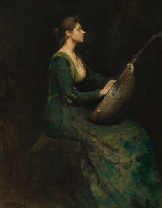 リュートを持つ女性 作： Thomas Wilmer Dewing