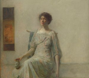 マスクを持つ女性、1911 作： Thomas Wilmer Dewing