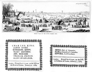 テムズ川の霜見本市と印刷の標本、1840年2月1684年
