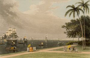 ガーデンリーチからのカルカッタの眺め、1810年 作： Thomas und William Daniell