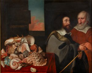 ジョン・トラデスカント・ザ・ヤンガー、ロジャー・フレンドとエキゾチックな貝殻のコレクション、1645年 作： Thomas de Critz