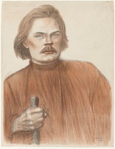 マキシム・ゴーリキの腰から上の正面像 作： Théophile Alexandre Pierre Steinlen