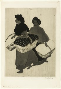 仕事を持ち帰る洗濯女たち 作： Théophile Alexandre Pierre Steinlen
