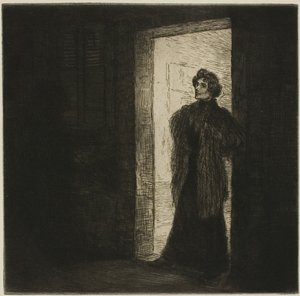 敷居の上で 作： Théophile Alexandre Pierre Steinlen