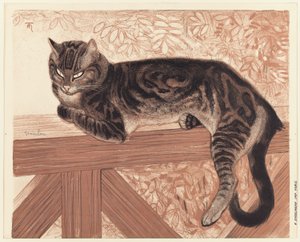 夏：手すりの上の猫 作： Théophile Alexandre Pierre Steinlen