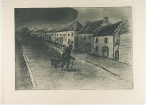 眠っている村を通り過ぎる浮浪者 作： Théophile Alexandre Pierre Steinlen