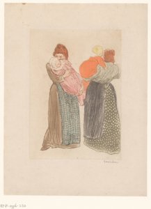 子供を持つ 2 人の母親 レ ドゥ メール 作： Théophile Alexandre Steinlen (signed by artist)