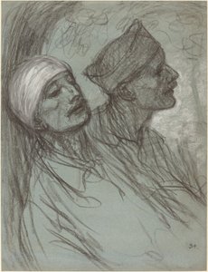 傷ついた兵士とその仲間 作： Théophile Alexandre Steinlen