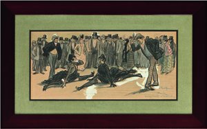 ムーラン・ルージュの舞踏会でのラ・グールとバレンティン・ル・ボンレス、1890年。 作： Théophile Alexandre Steinlen