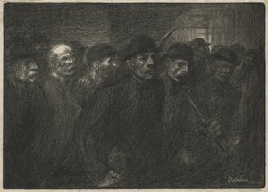 工場を出る労働者たち 作： Théophile Alexandre Steinlen