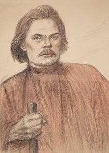 著者マキシム ゴーリキーの肖像 1868 ～ 1939 年、1905 年。 作： Théophile Alexandre Steinlen