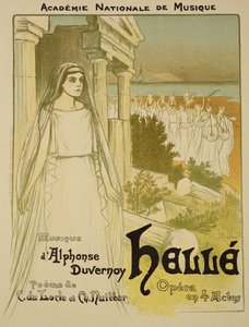 アカデミーナショナルドゥムジーク作曲のオペラ「ヘレ」のポスターの複製、1896年