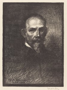 スタインレンの自画像、正面から、頭をまっすぐに、1905 年。 作： Théophile Alexandre Steinlen