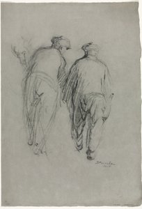 働く二人の男、後姿 作： Théophile Alexandre Steinlen