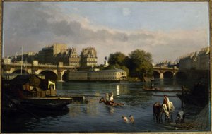 ポン＝ヌフとシテ島の岬、1860年頃（油彩・カンヴァス） 作： Théophile Meunier